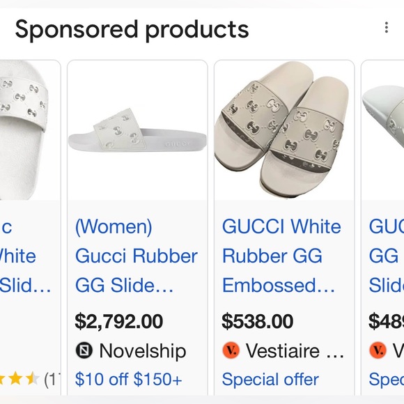 Gucci White Interlocking G Logo Slide Sandals - Picture 9 of 10